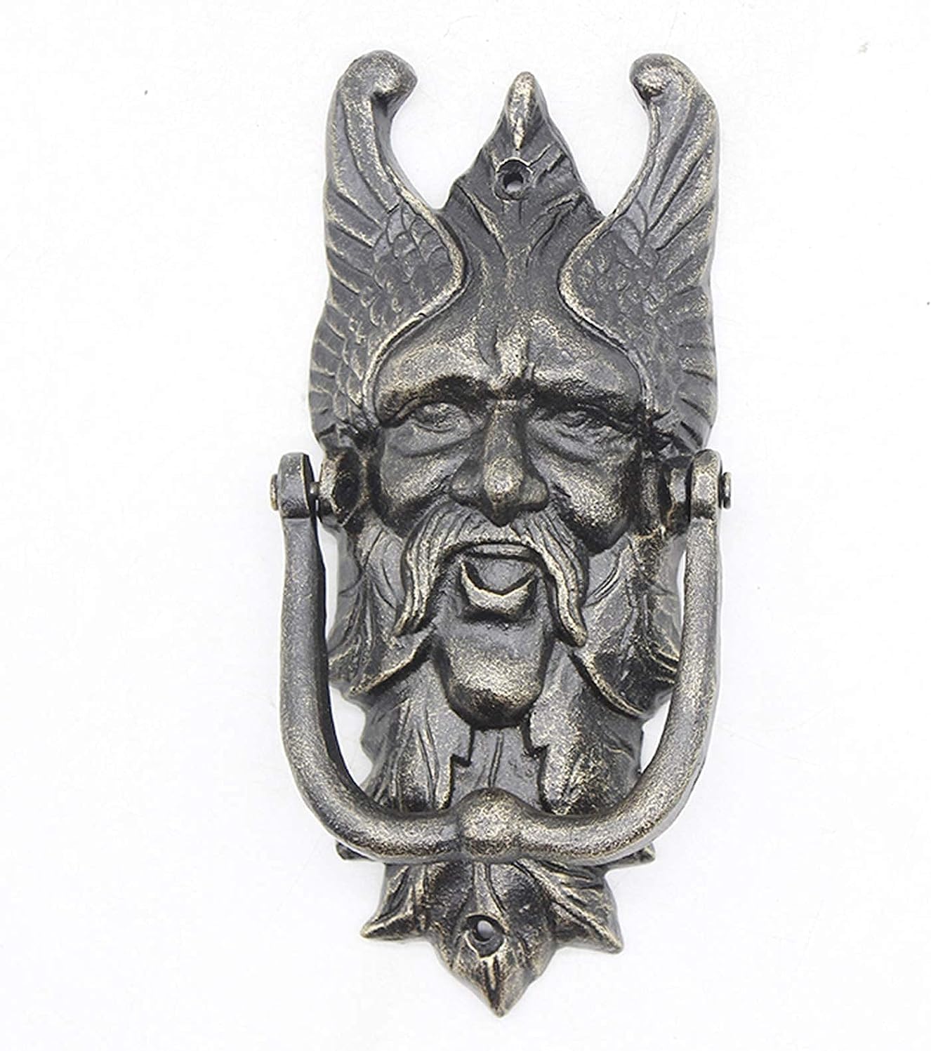 Door Knocker, Door Knocker Large Front Door Knockers, Heavy Duty Casting Iron Doorknocker with Old Man Shaped Finish, Unique Gate Ring Metal Handle Easy to Knocking