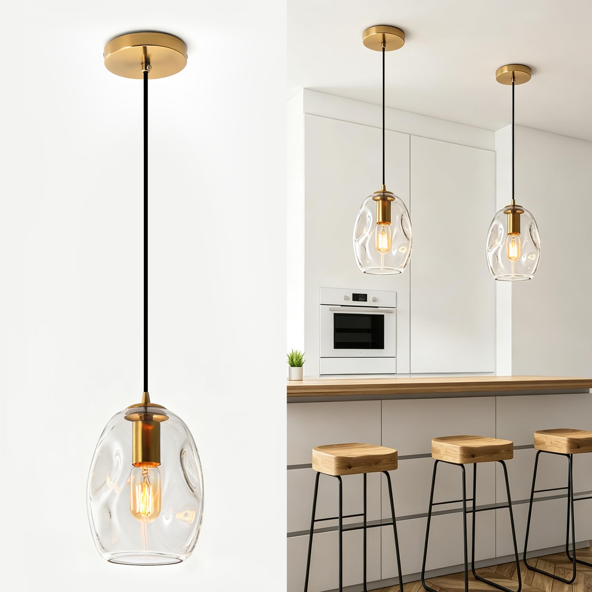 Photo 1 of Tecvank Glass Pendant Light - Gold