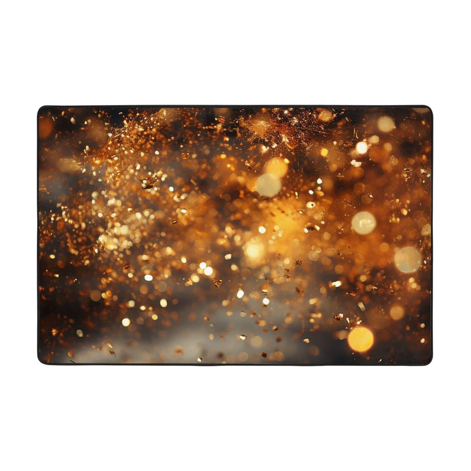 Tapis flanelle dorée rectangulaire pour éviter les glissades au salon