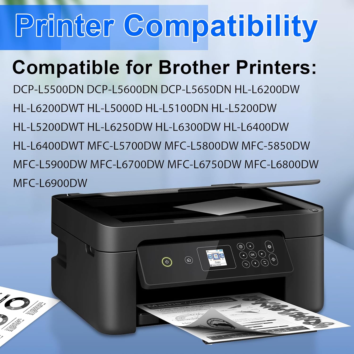 NineLeaf High-Yield Toner Cartridge Replacement Compatible for Brother TN850 TN-850 TN 850 Work with MFC-L5900DW MFC-L5700DW HL-L6200DW HL-L6200DWT HL-L6300DW DCP-L5500DN Printer (2 Pack Black)