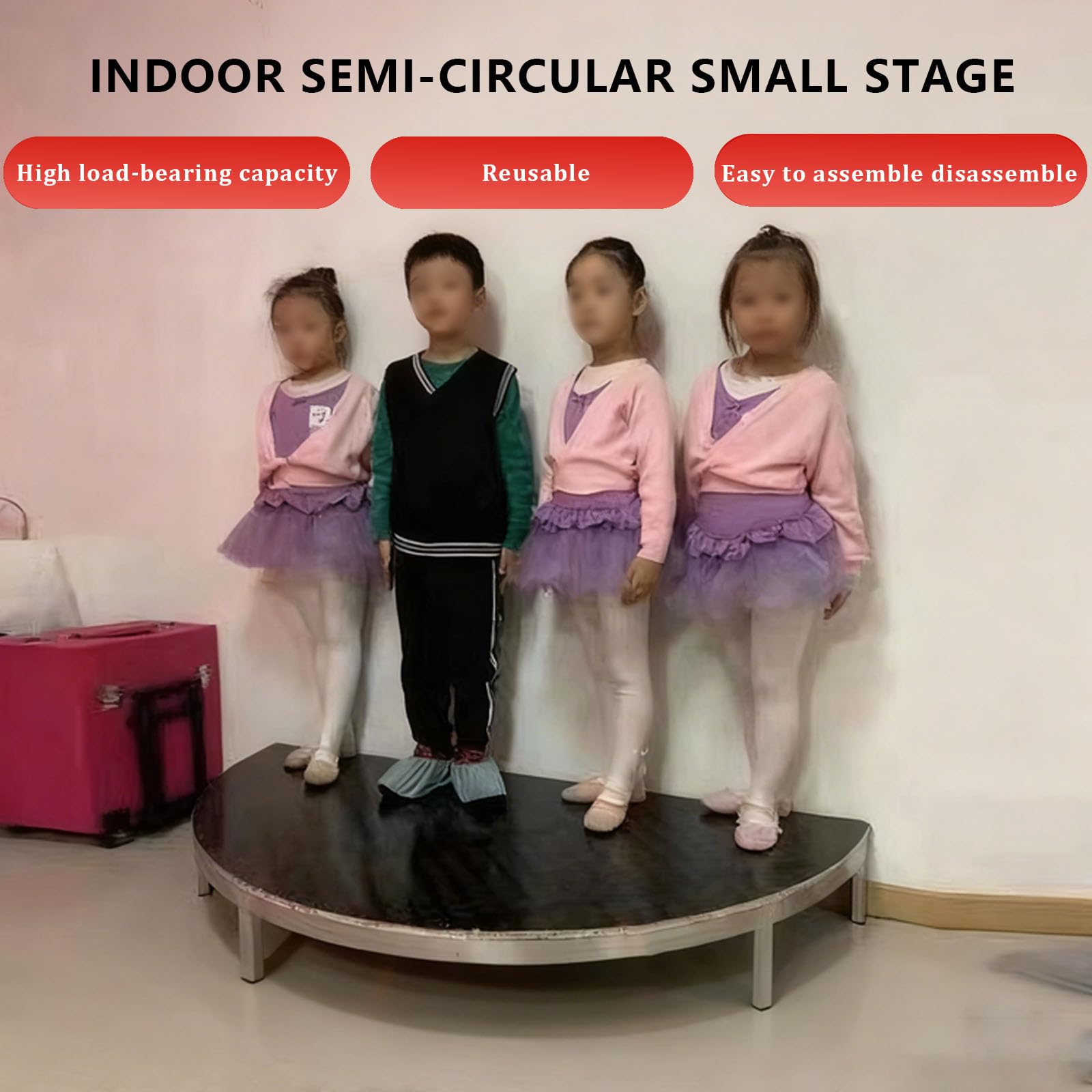 Palcoscenico Portatile Rotondo per Discorsi Bambini Piccola Piattaforma per Palcoscenici Disponibile In Lunghezze 100 A 150 Cm Adatto per Spettacoli All'Asilo E per Presentatori Matrimoni 100x50cm