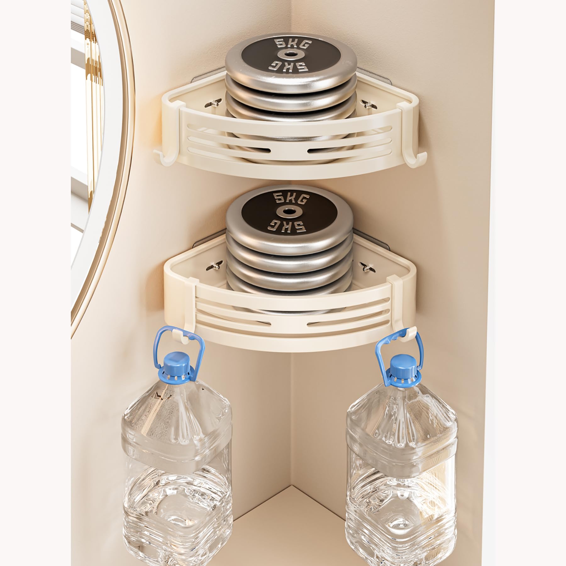 Mensole portaoggetti angolari per Doccia adesive mensole portaoggetti angolari per Doccia mensole portaoggetti da Parete antiruggine per Bagno Senza Foratura in Acciaio Inox,Bianca,B