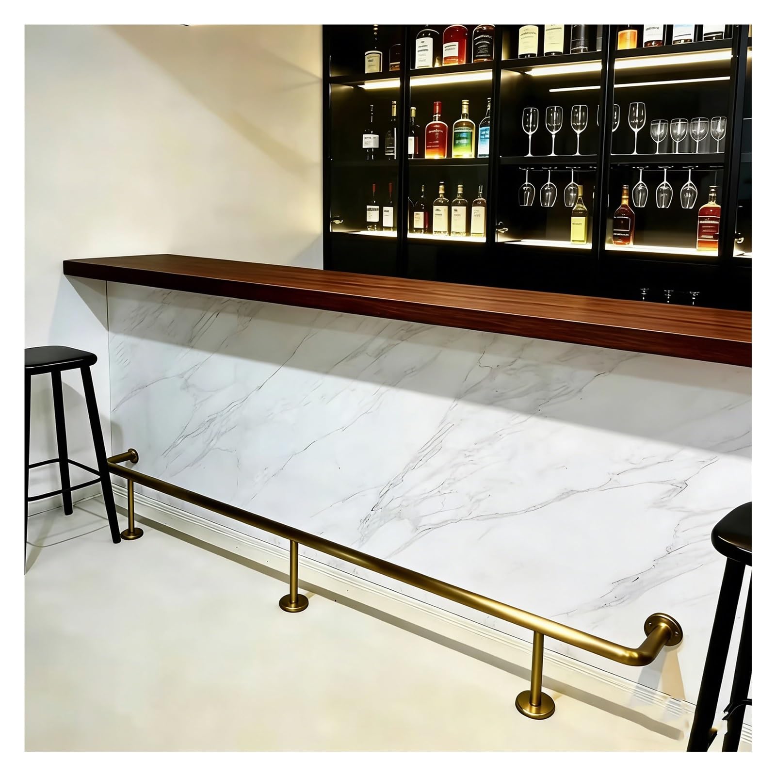 IvyLoutish Commercial Foot Rail Kit, Gold Round Pipe Footrest Railing with Internal Connector for Pub, Kitchen Island, Gazebo - 14.4ft (440cm) Decorative Support