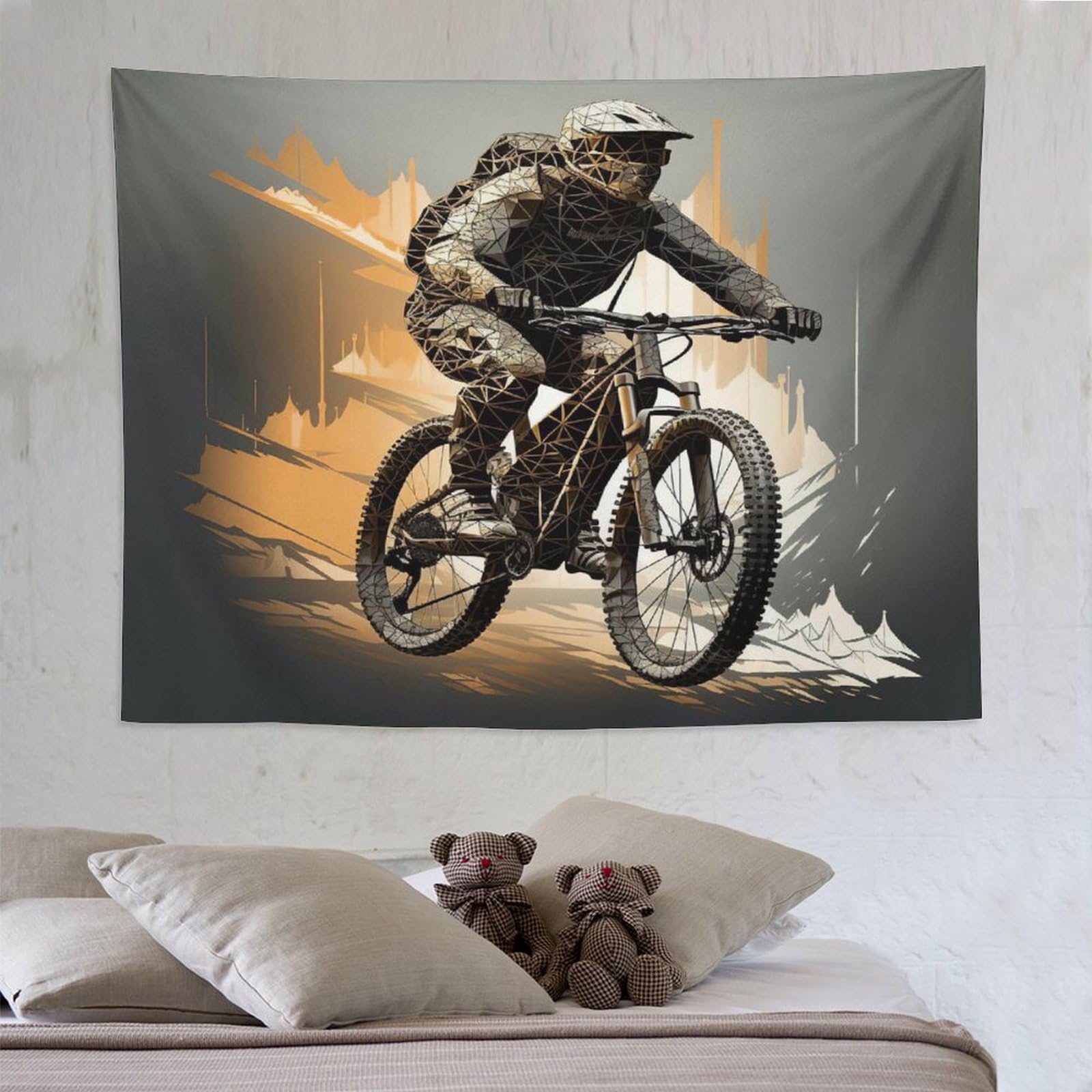 Mountain Bike Tapestry 3D Print Seal Tapestry Aesthetic Wall Carpets, for Living Room Bedroom Tapestry 150×200cm