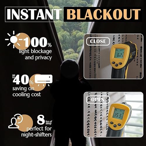 Miniatura 4 de Vangao Cortinas opacas bohemias de 84 pulgadas de largo para dormitorio, sala de estar, estampado geométrico, oscurecimiento de la habitación, con