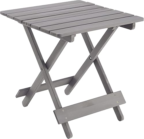 Mederlo Mesa auxiliar Adirondack para exteriores, mesa auxiliar plegable de madera, mesa auxiliar cuadrada portátil para jardín, patio, sala de