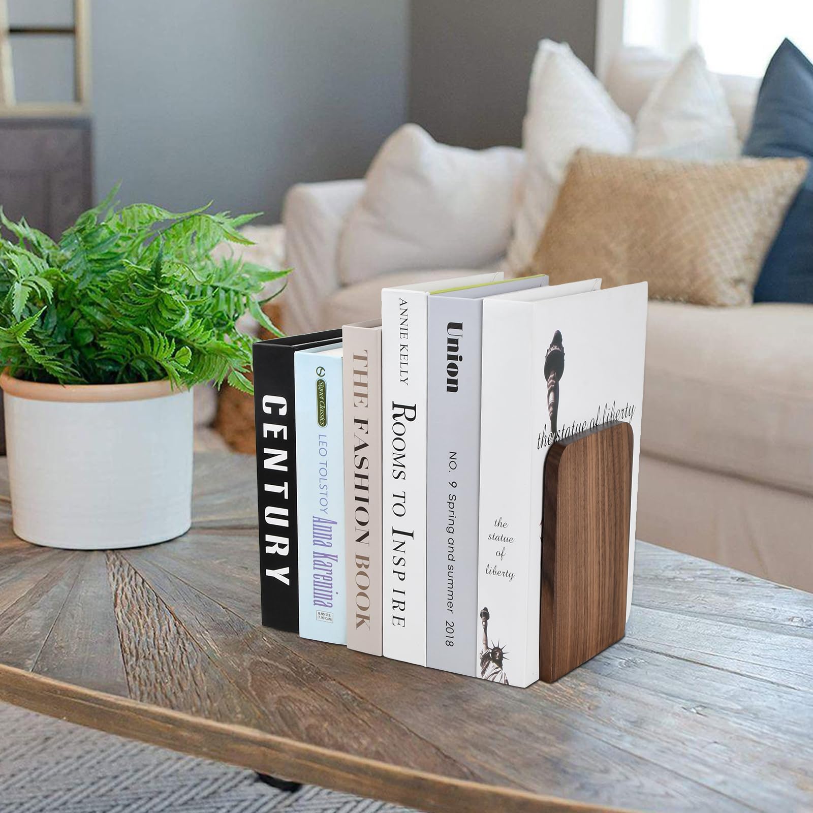 Fermalibri in Legno di Noce Nero 17x12cm, Organizer Portaoggetti per Casa e Ufficio, Supporto per Libri