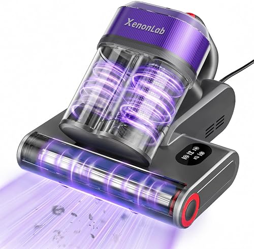 XenonLab Mattress Vacuum Cleaner, 18000Pa Bed Vacuum Cleaner, 275nm UV-C Light & Ultrasonic 140°F Heat with High-Speed Deep Tapping, Versatile Handheld Vacuum for Bed, Sofa, Couch, Crib（Corded）