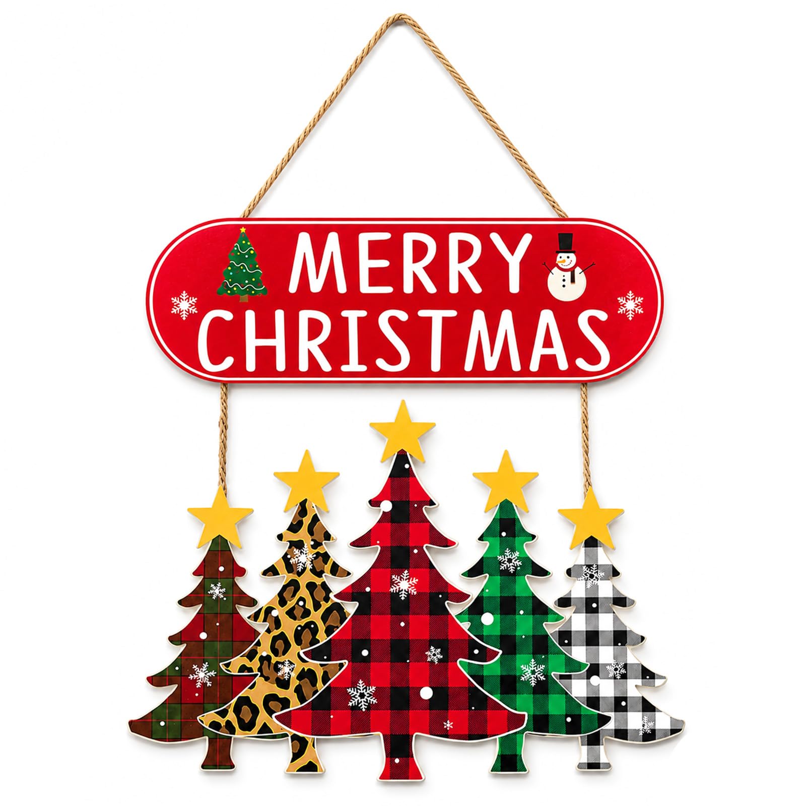 Merry Christmas Sign Wood Christmas Door Decorations Xmas Tree Door Hanging
