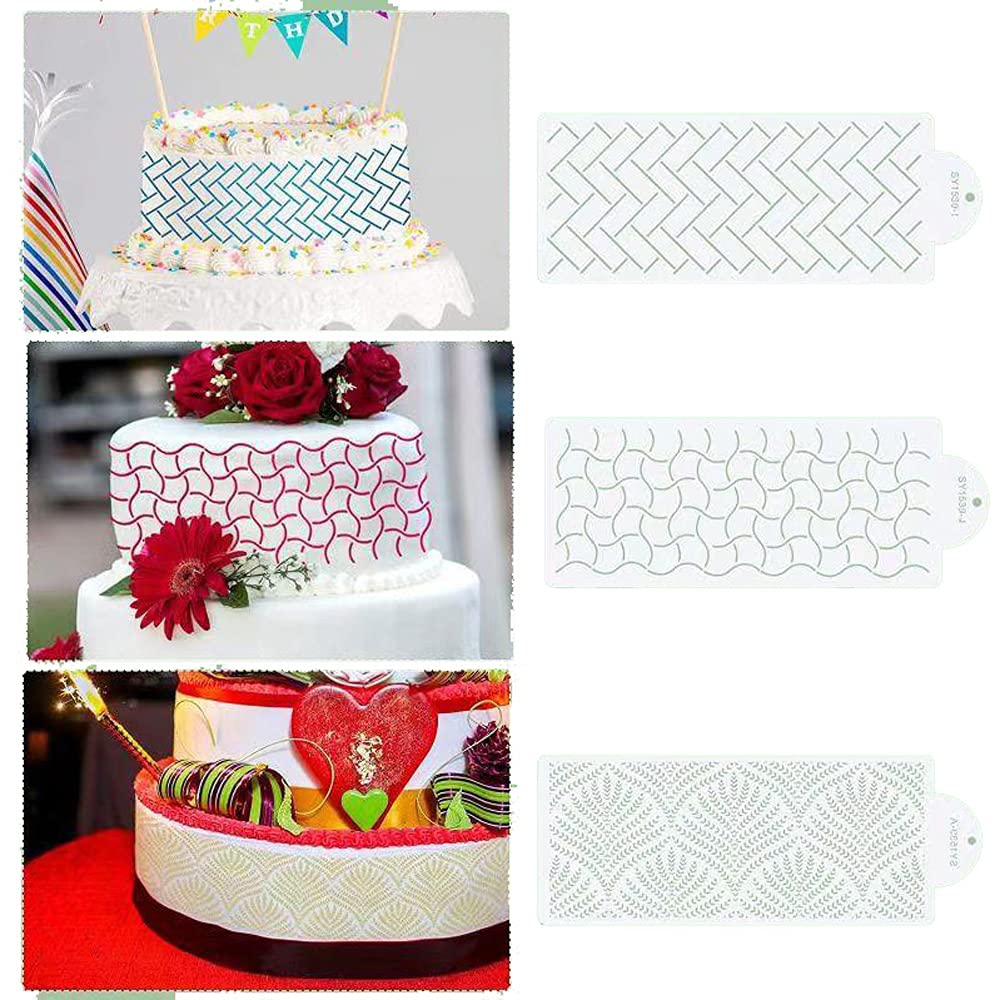 Stencil per decorare torte con motivo floreale, riutilizzabili, spray, stencil per biscotti, punta cava, strumento per torta fai da te, decorazione da dessert