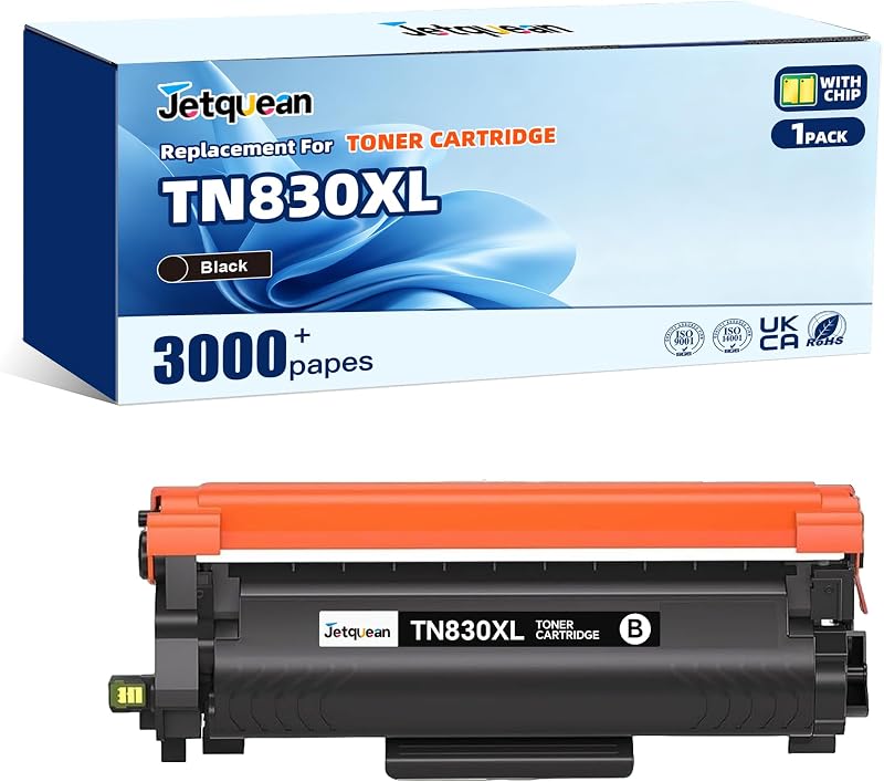 TN830XL Toner Cartridge Compatible with Brother HL-L2400D HL-L2480DW | Replacement Black Toner Cartridge for MFC-L2820DW DCP-L2640DW Printers, High Yield 3000 Pages, Sharp Text Output, 1 Pack