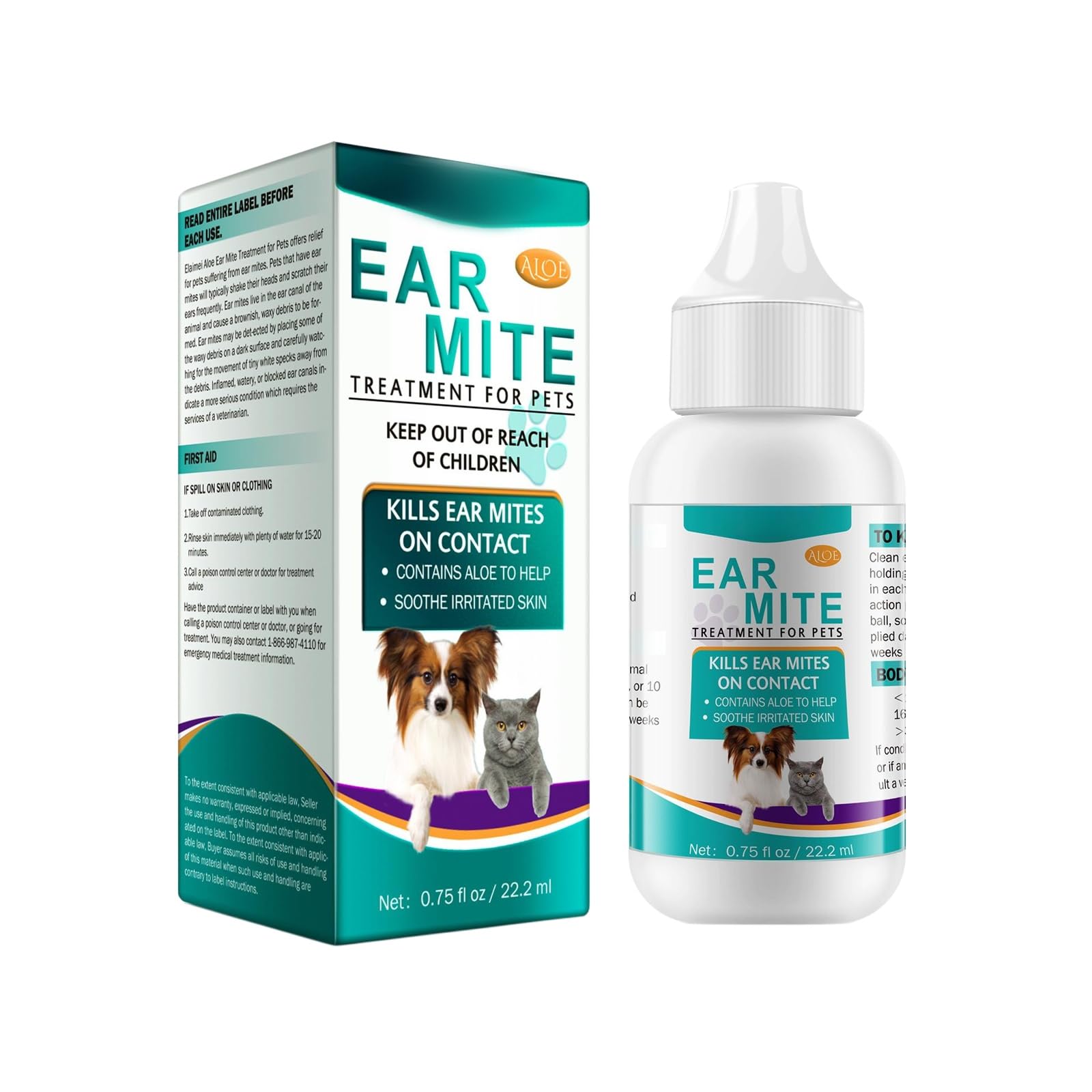 Gotas Limpiadoras para Oídos para Perros y Gatos, Solución de Cuidado para Orejas Suave y Eficaz, Elimina Suavemente la Cera la Suciedad y los Malos Olores