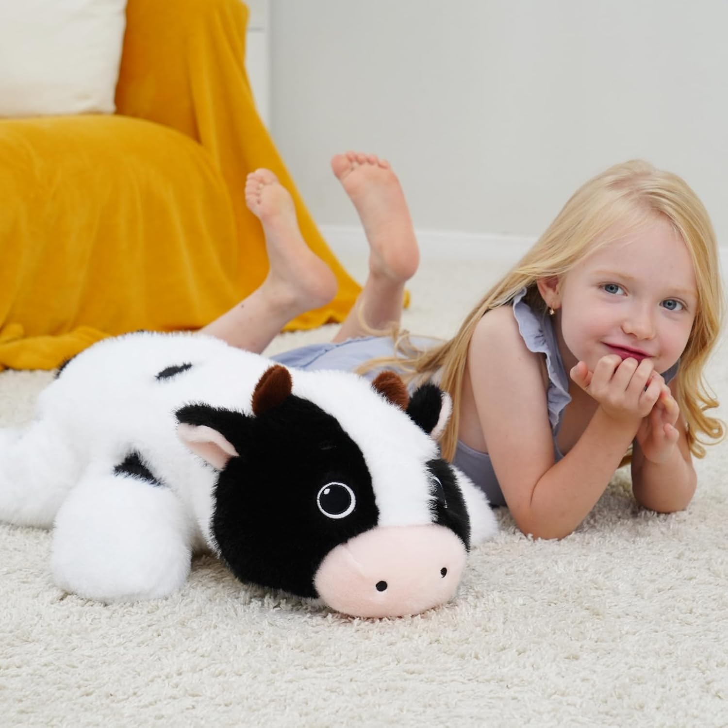 4lb Weighted Stuffed Animal 25in, Weighted Cow Stuffed Animal, Giant Stuffed Cow Plush Toy for Kids and Adults, Gift Birthday,Valentine,Christmas