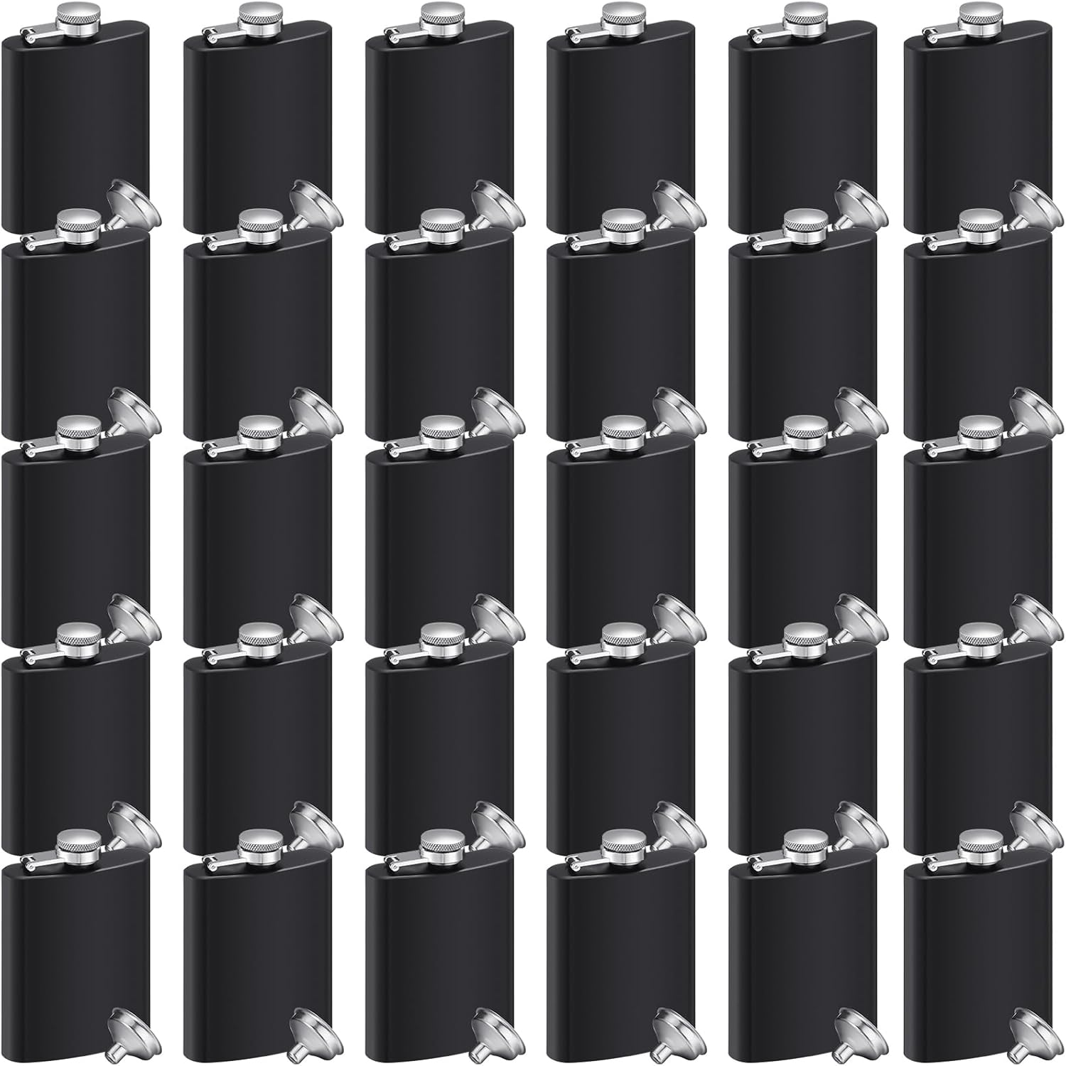 Hoolerry 30 Pieces Hip Flasks Set Stainless Steel Liquor Flask with Funnel Metal Leak Proof Flask Pocket Whiskey Flasks for Men Women Bridesmaid Wedding Party Supplies (Matte Black,4 oz)