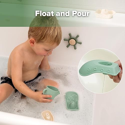 Miniatura 6 de Haakaa Juguetes náuticos de baño de silicona para bebés, juguetes de baño apilables de silicona de grado alimenticio para bañeras, piscinasplayas,
