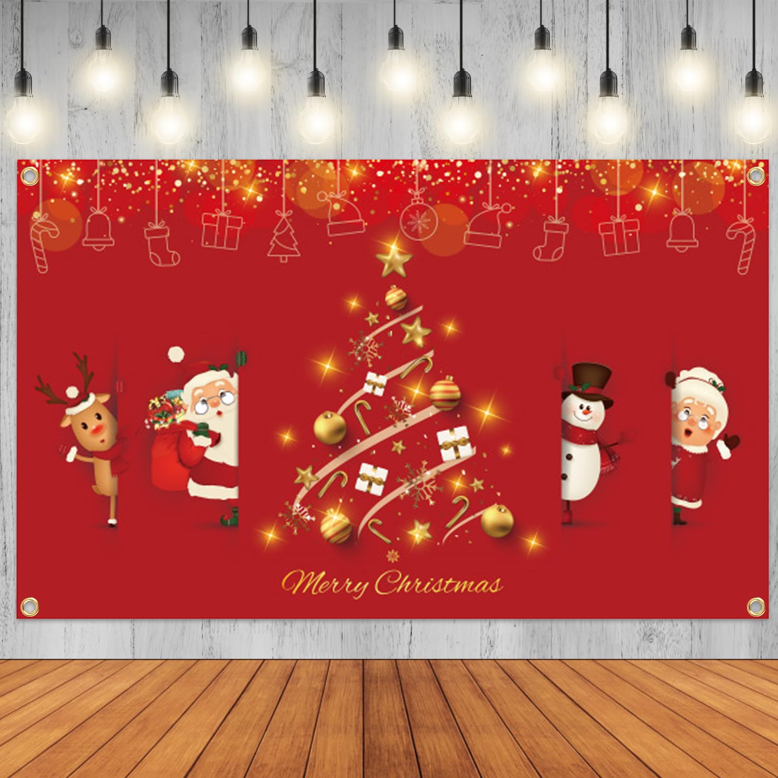 Christmas Backdrop Christmas Decorations Merry Christmas Banner Red Christmas Backdrop Scene Photography Christmas Wall Tapestry Christmas Poster for Indoor Outdoor Party Decoration