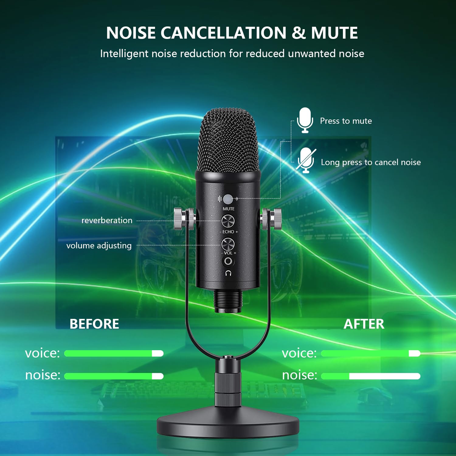 Micrófono condensador USB para PC, Podcasting - Micrófono condensador USB (WM101)