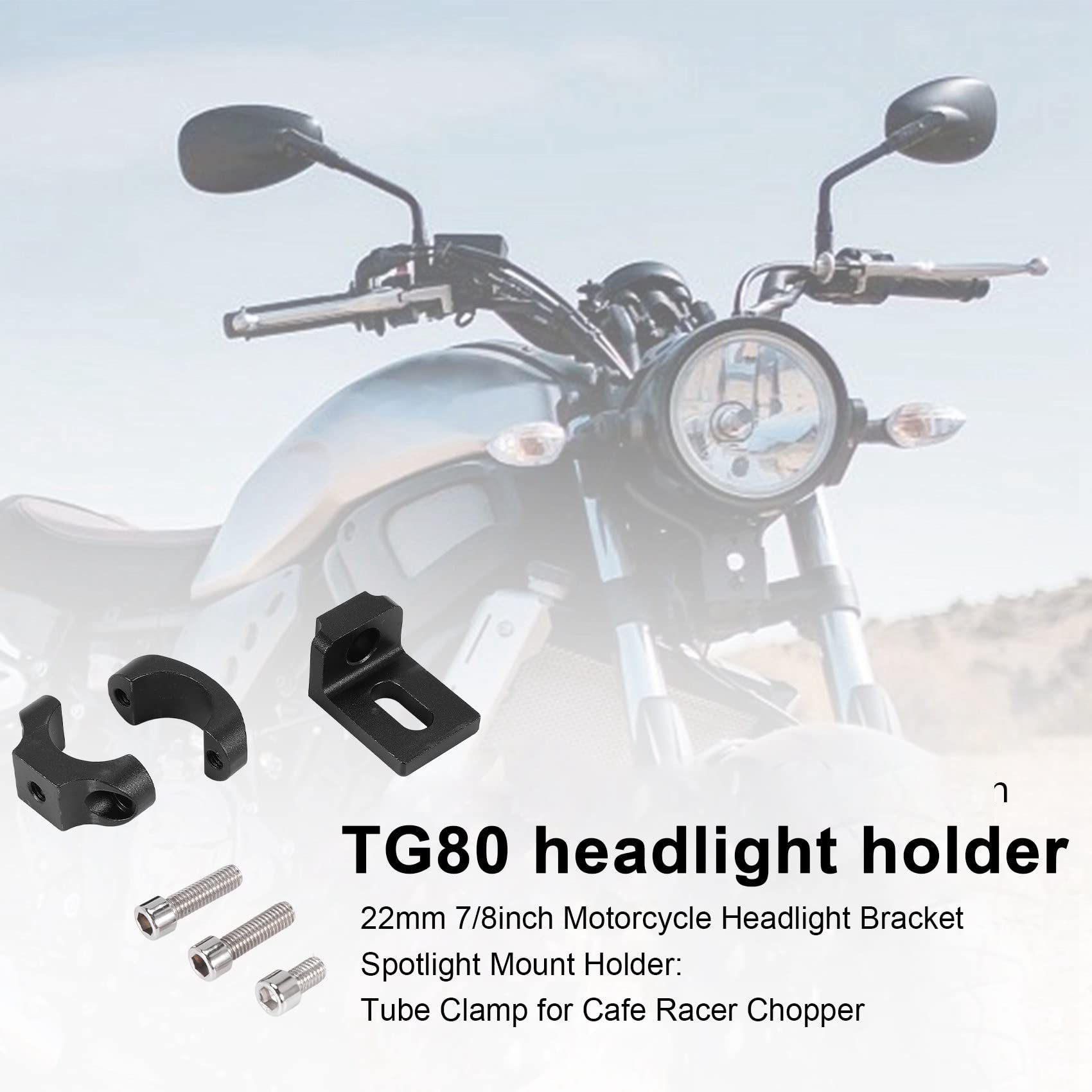 Supporto per manubrio universale, 22 mm, 7/8", per moto, TG80, per manubrio, morsetto per Cafe Chopper