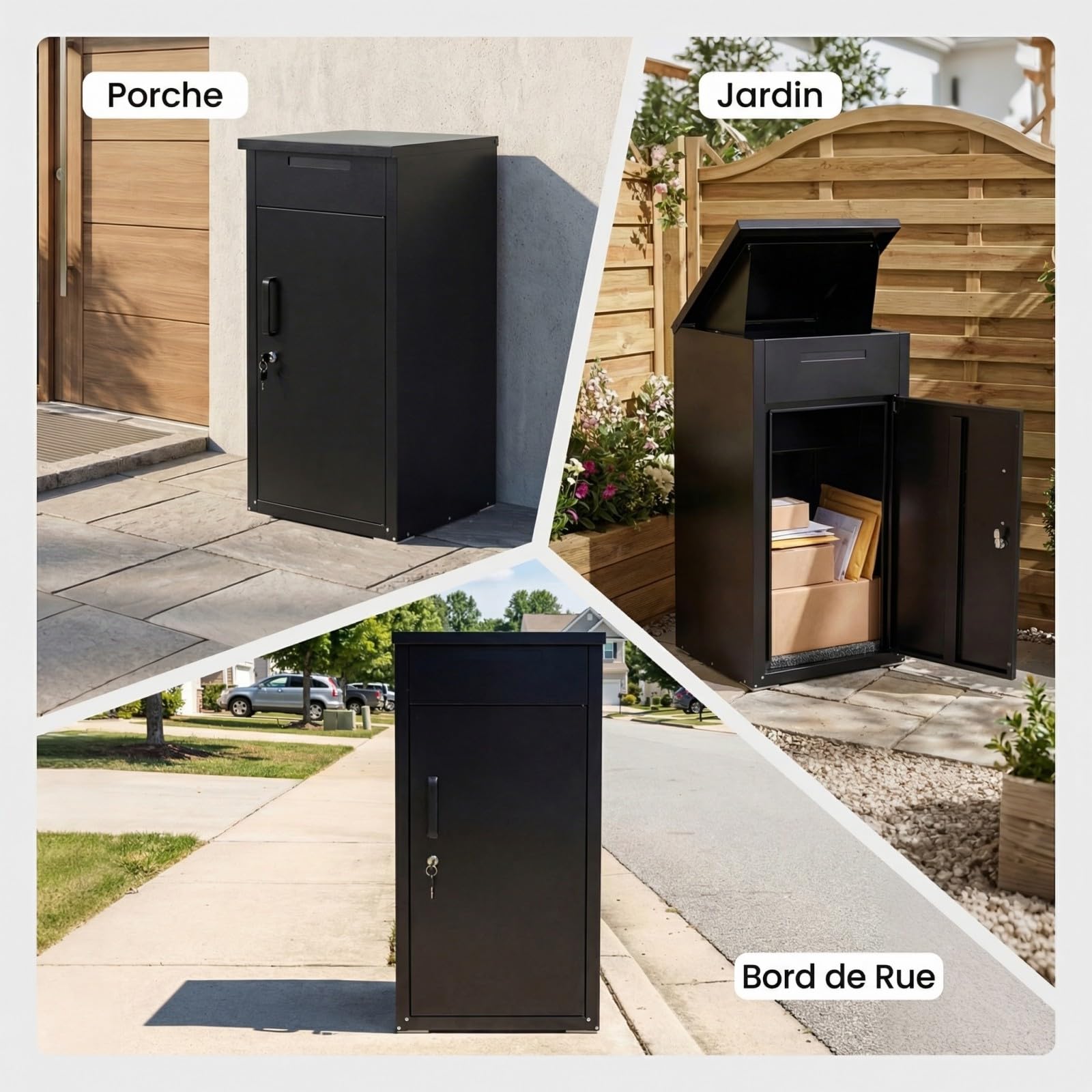 COSTWAY Boîte aux Lettres pour Colis avec Serrure pour l'Extérieur, Grande Boîte de Colis en Acier Galvanisé avec Panneau Antivol Serrure à Code Surface Étanche, pour Maison Véranda