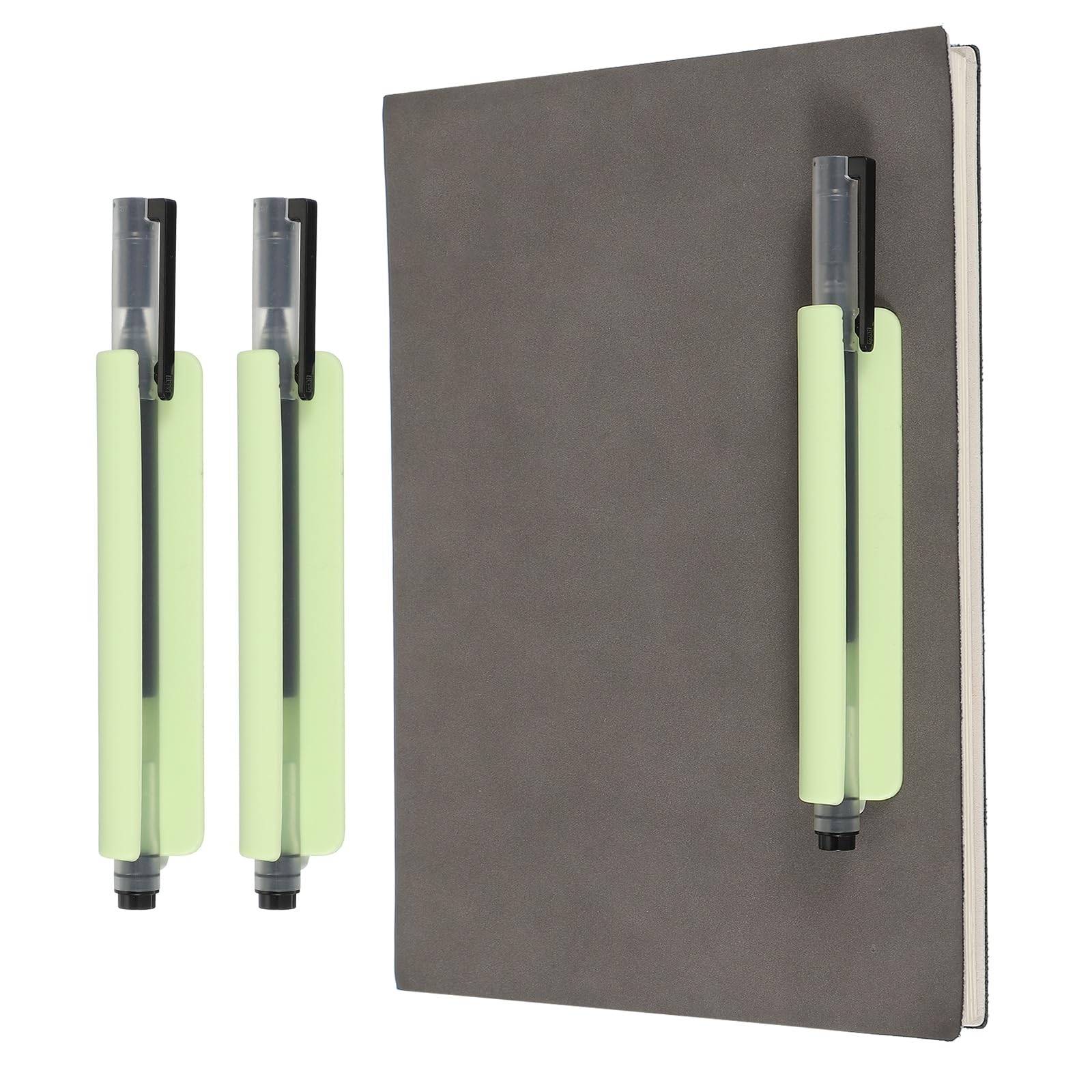 PATIKIL 2 Pcs Adhesive Pencil Holders, 105mm Long Universal Pencil Clip Silicone Pen Holder Office Pen Organizer for Desk Wall Clipboard Notebook Tablet Case Stylus, Green