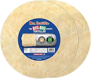 Mr. Tortilla Big Big Burrito Wraps - 12-13" - Small-Batch Artisan Tortillas, Restaurant Size, Made with Avocado Oil - Vegan Kosher (Traditional Flour, 12 Wraps)