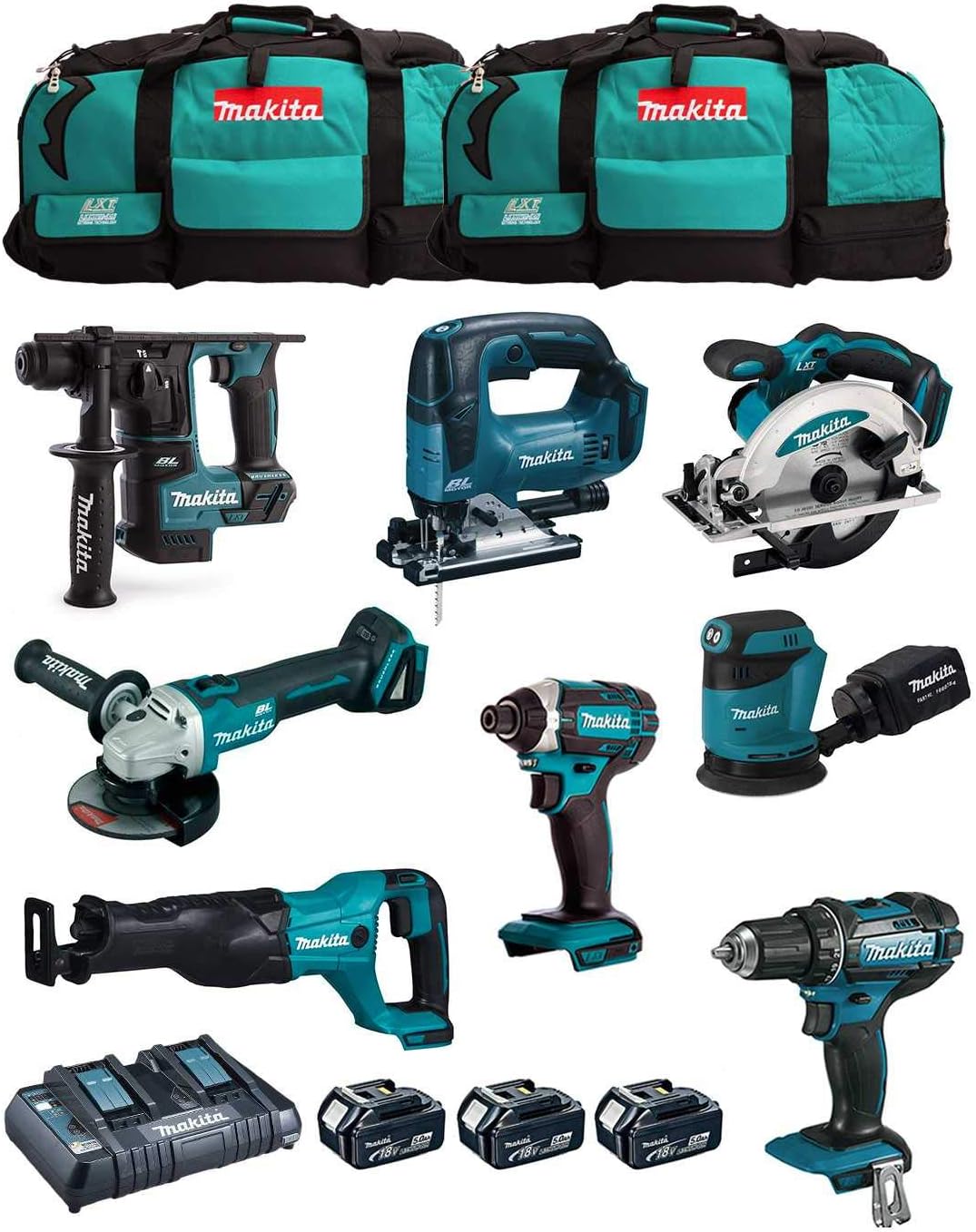 Makita DHR 202 RTJ 18 V Akku Kombihammer SDS-Plus Im Makpac Mit 2x 5,0 Ah Akku Und Ladegerät