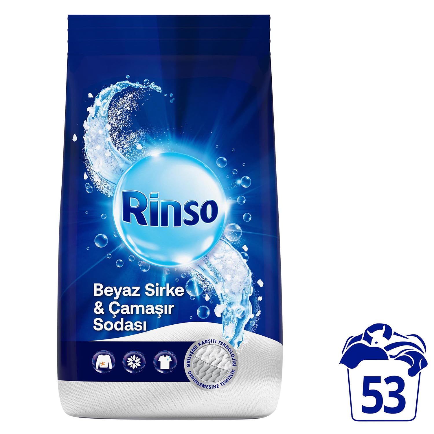 Rinso Beyaz Sirke ve Çamaşır Sodası Beyazlar için Toz Deterjan 8 KG