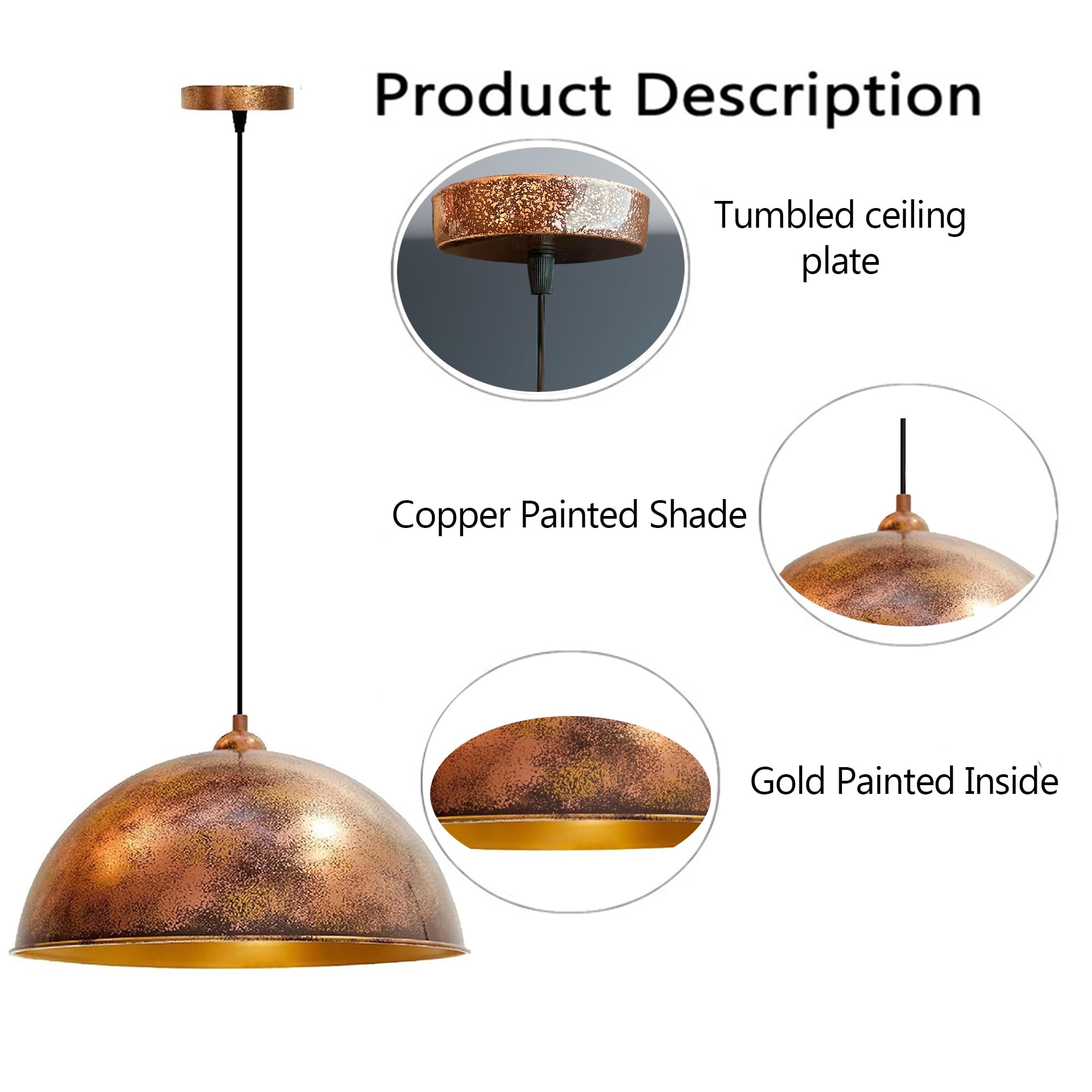 bamyum Diametro 50 cm Lampada a Sospensione Grande Moderno E27 Lampada da Soffitto Illuminazione Lampada Moderni a Sospensione Isola Cucina Tavolo da Pranzo Vintage Plafoniera