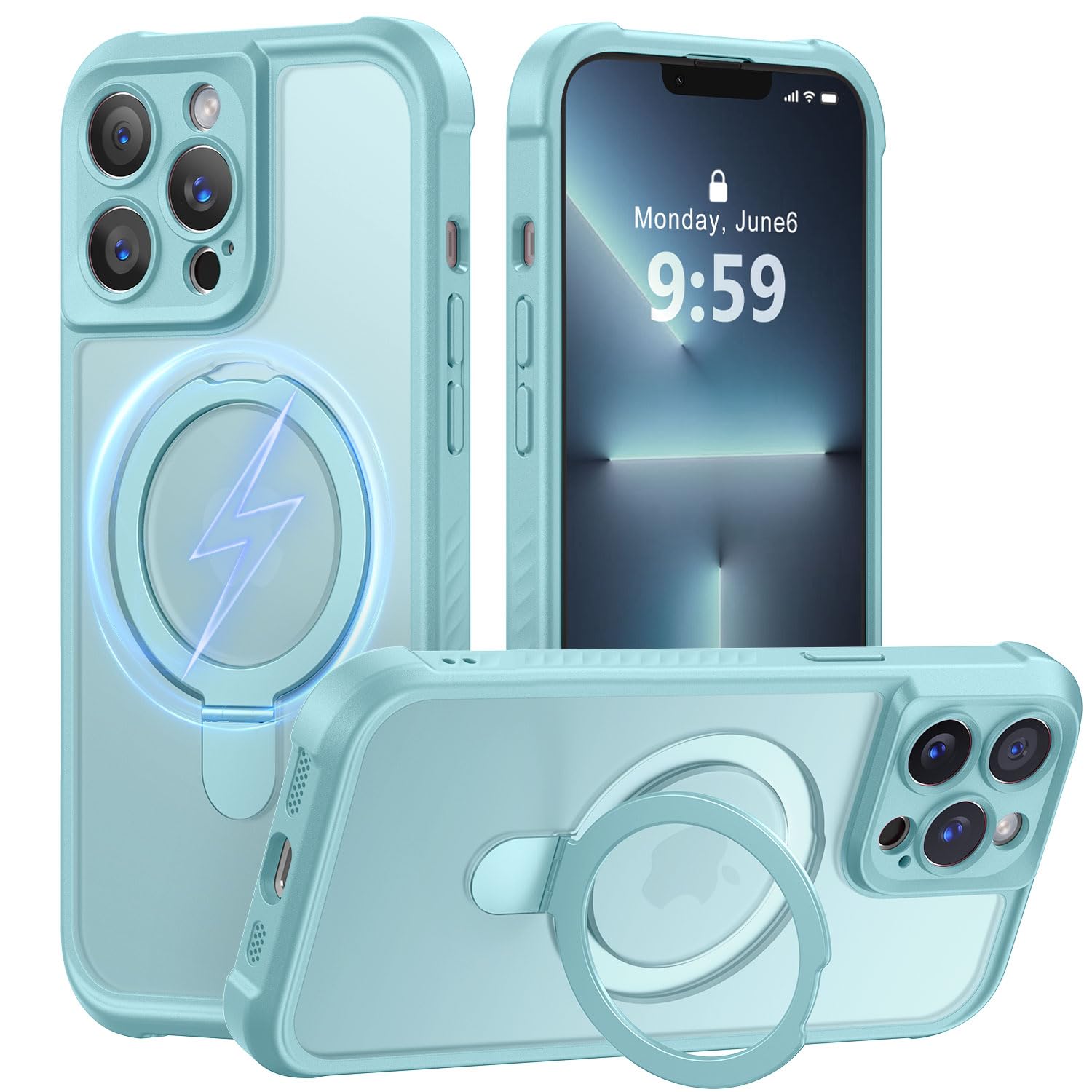MOCCA Magnetic for iPhone 13 Pro Case with Stand,Blue