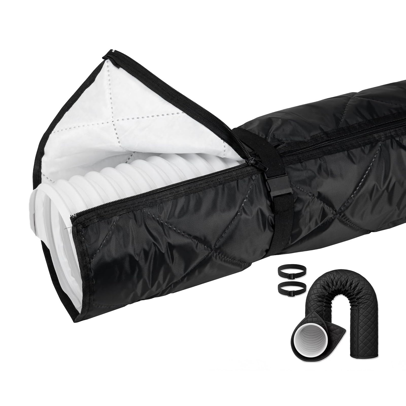 Insulated Air Conditioner Hose Cover Wrap with Zipper, Universal Fit 5"-5.9" Exhaust Duct Vent Cover(Black)