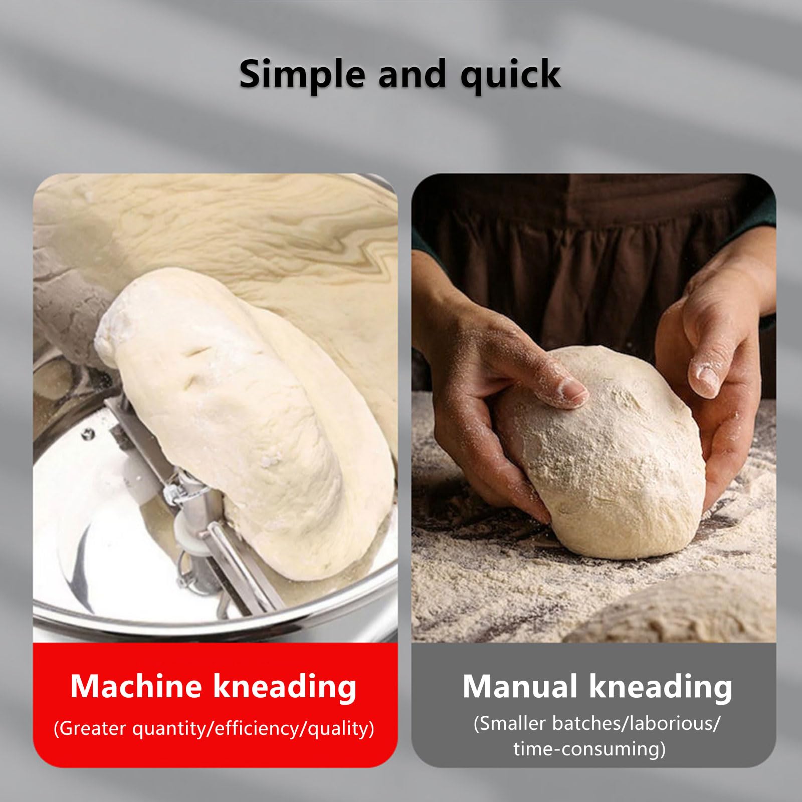 Batidora de masa resistente con amasadora en espiral, temporizador, cuenco de acero inoxidable para hornear en casa y pequeñas empresas, equipo de cocina profesional