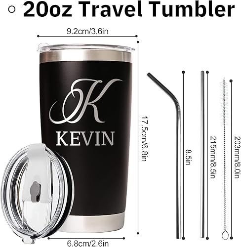 Miniatura 4 de Vaso personalizado con nombre grabado y texto, vaso de café de acero inoxidable personalizado de 20 onzas con tapa, regalos personalizados para