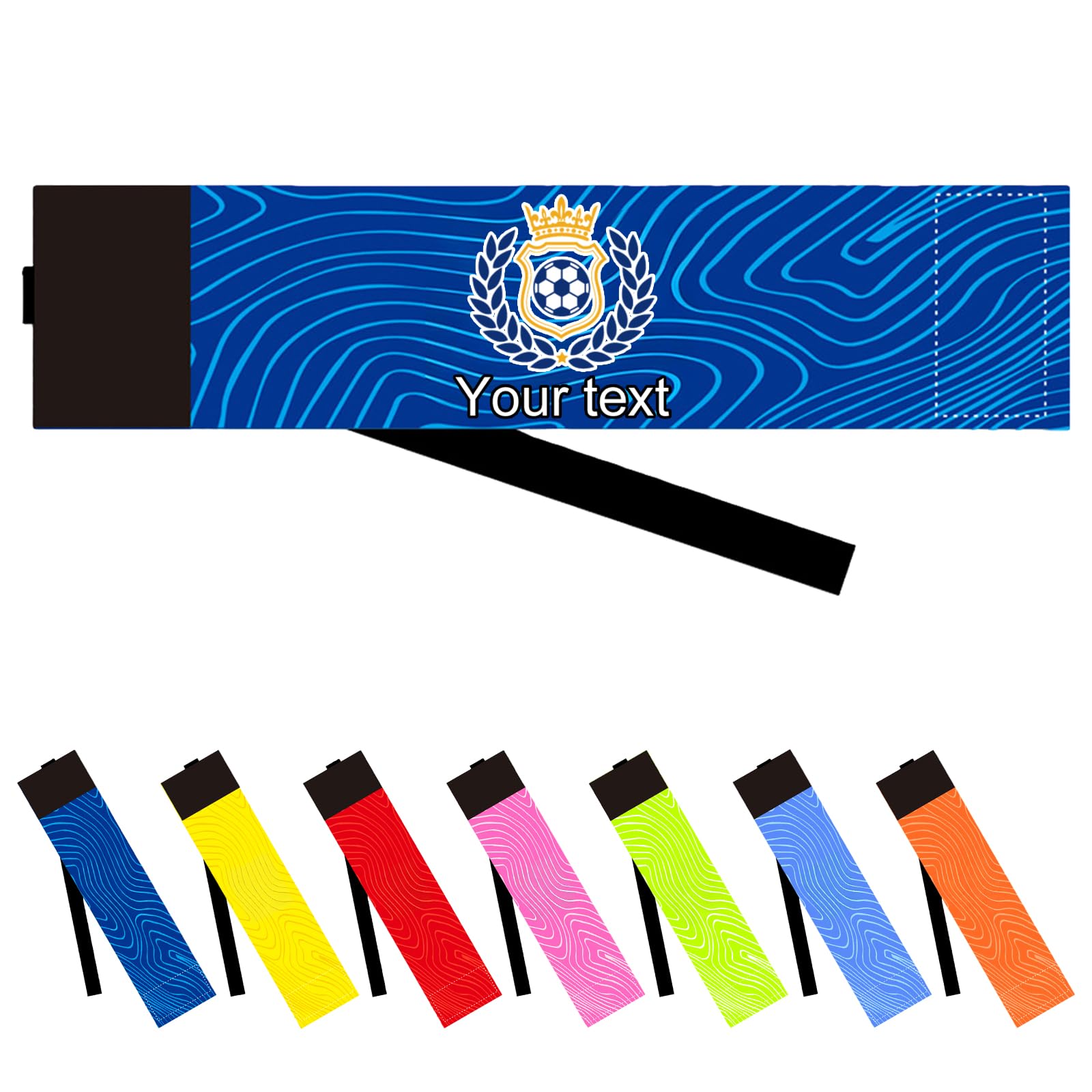 Personalised Captains Armband for Football Training, Adult & Youths Custom Elastic Sports Arm Band Captain Armbands (Blue)