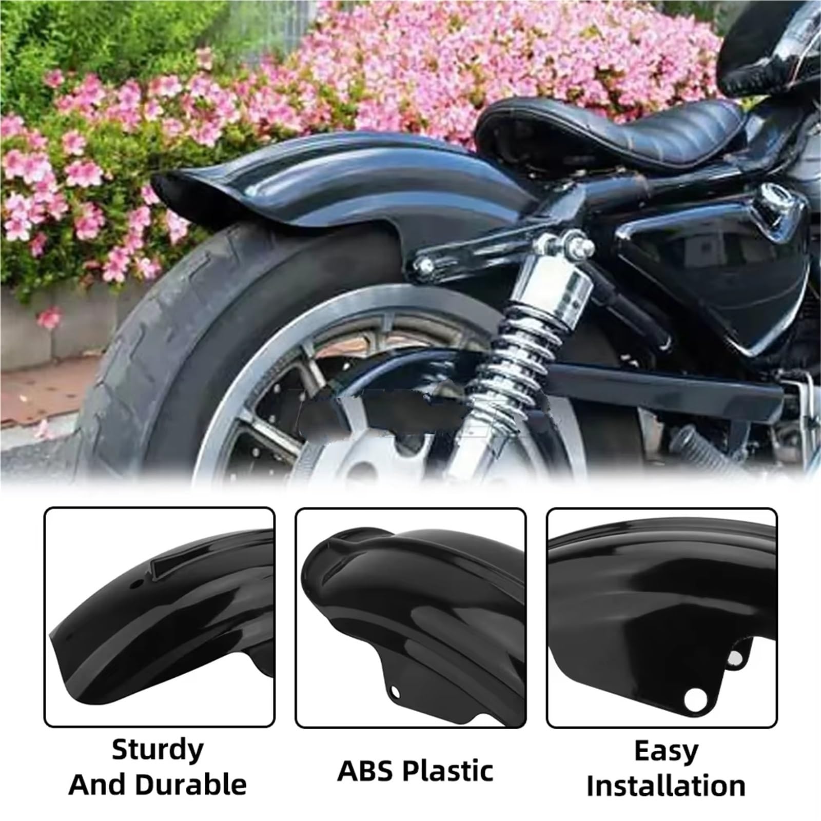 Parafango Moto Allungato Per Bobber Per Chopper Parafango Posteriore Universale Nero ABS Motocross Moto Parti Telai