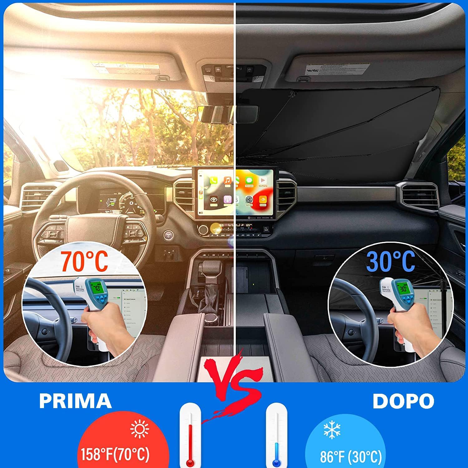 Ombrellone pieghevole per auto