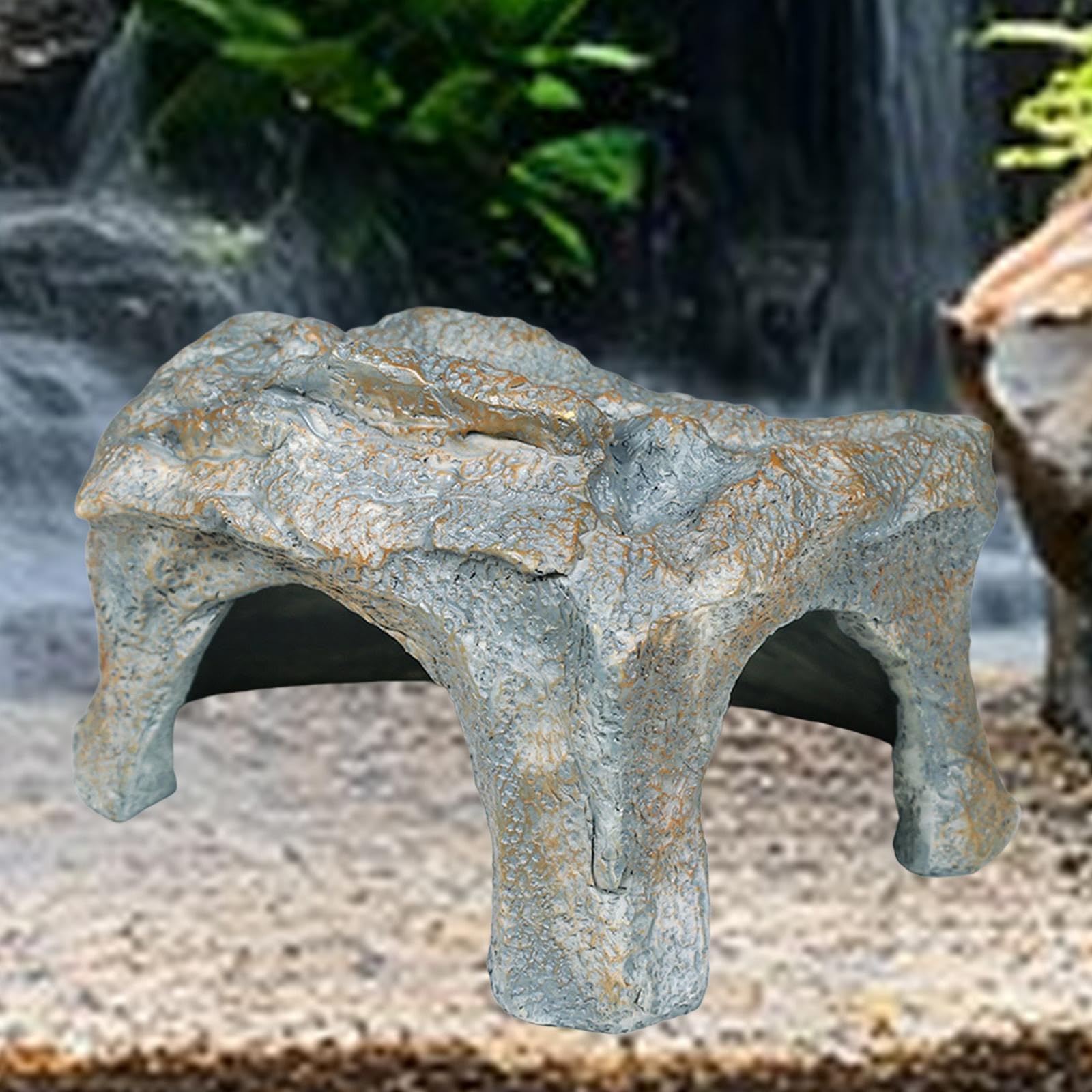 perfk Cachette pour Reptiles, Aquarium, Fausse Grotte rocheuse, abri, aménagement paysager, décoration d'aquarium, résine pour lézards, Amphibiens