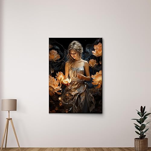 Yoga Wall Art, Canvas Prints Yoga Meditation Studio Room Decorations Tie Dye Hippie Psychedelic Poster with Frame Meditating Peace Wall Art Hanging