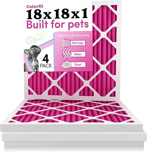 Colorfil - Filtro de aire de 18 x 18 x 1 pulgadas, filtros que cambian de color para olores de gatos y perros, filtro de aire acondicionado MERV 8