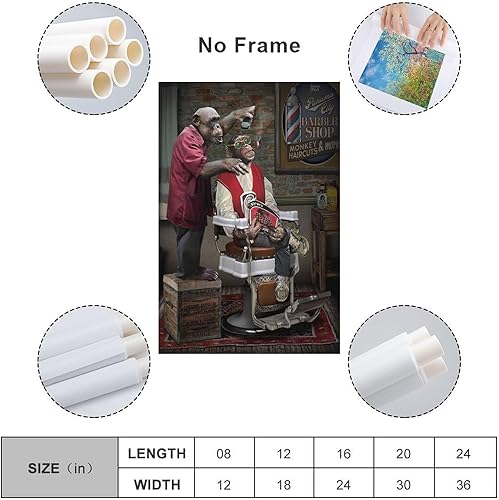 Miniatura 2 de Aimeryup Póster enmarcado de cortes de pelo de mono para decoración de pared, baño, lienzo, impresiones artísticas sin marco, 24 x 36 pulgadas (23.6