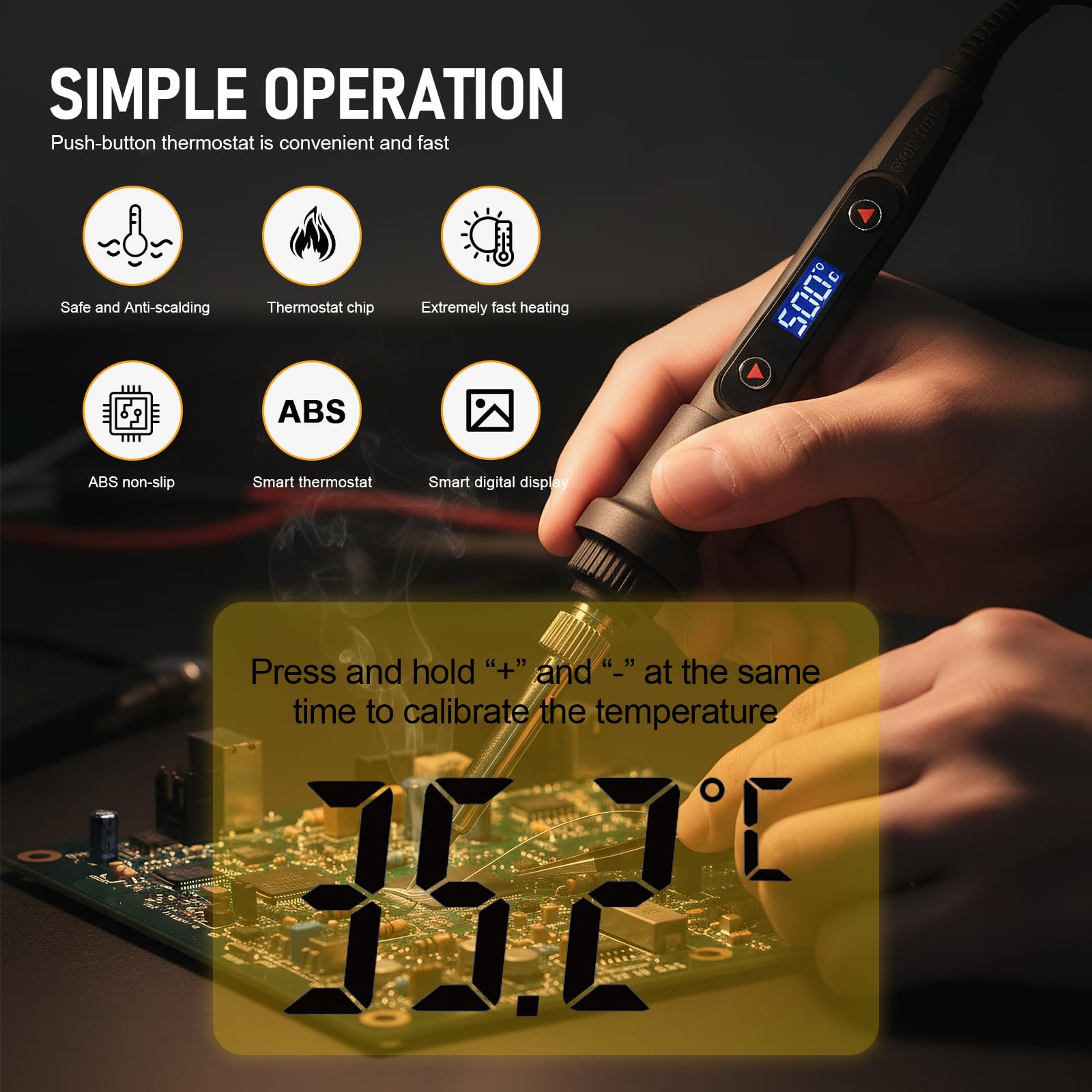 Saldatore a Stagno Kit 80W LCD Temperatura Regolabile 180-500°C 15 in1