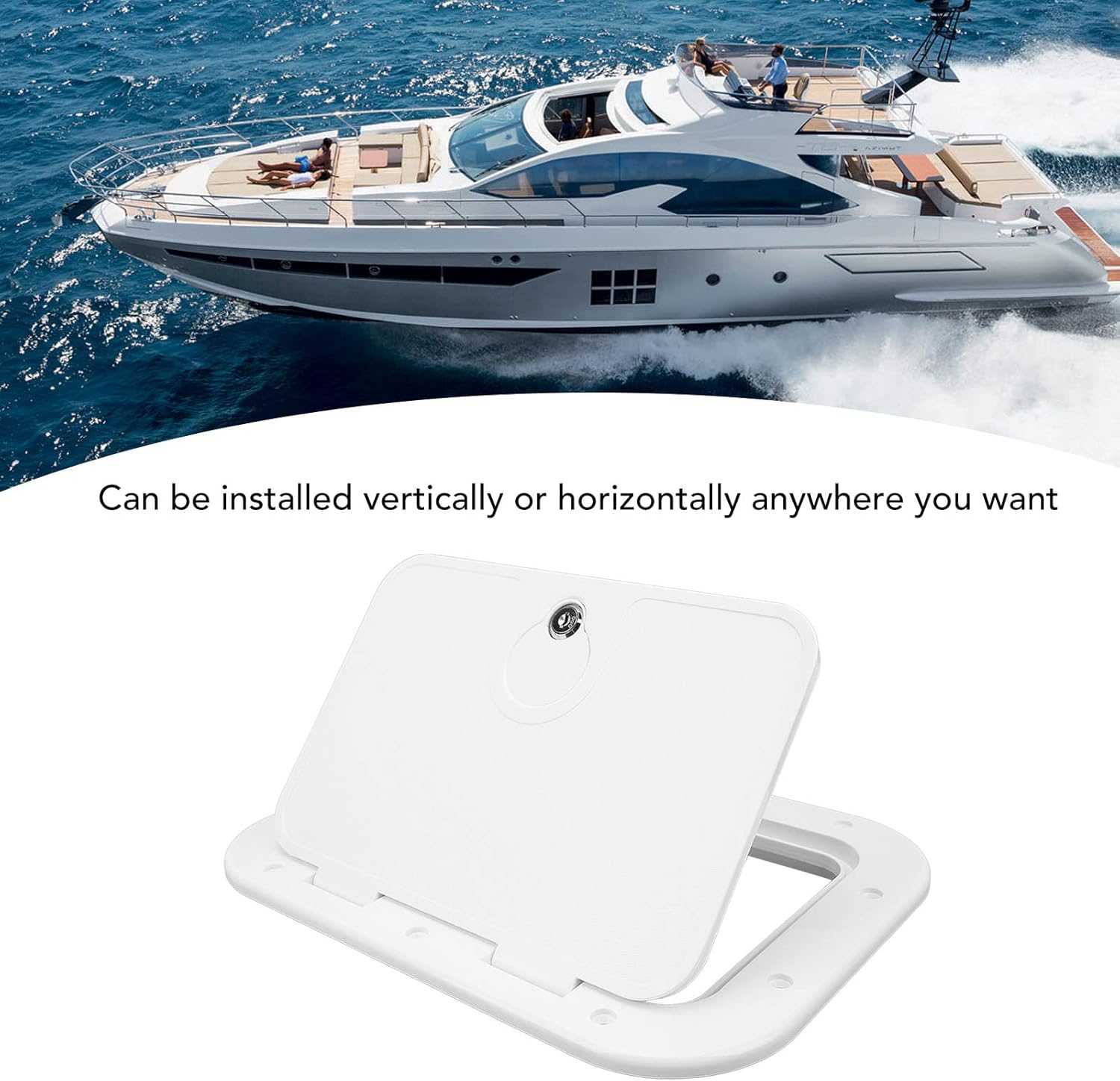 Boat Deck Access Hatch with Lock, ABS Storage Compartment Door 90 Degree Opening Lid for RV Trailer Yacht Marine Use