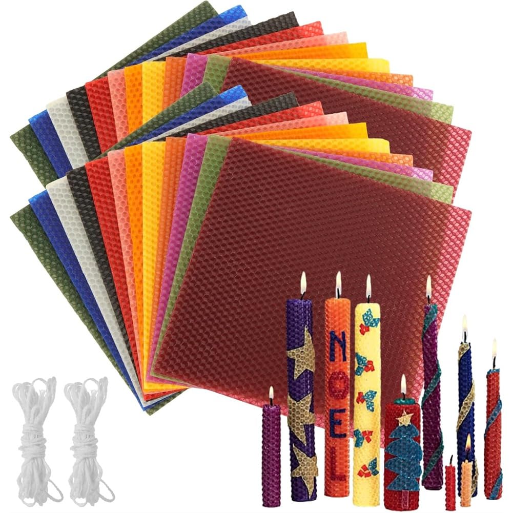 IJSDNVJNDX for Candle Making Kit 24pcs 8 X 8 Inch Beeswax Sheets in 12 Bright Colors for Adult Projects