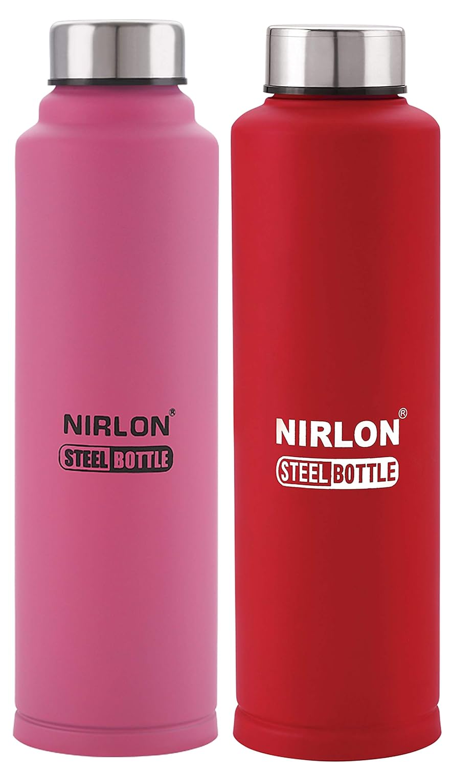 NIRLON Stainless Steel Freezer Water Bottle Set, Pink And Red, 2 Piece