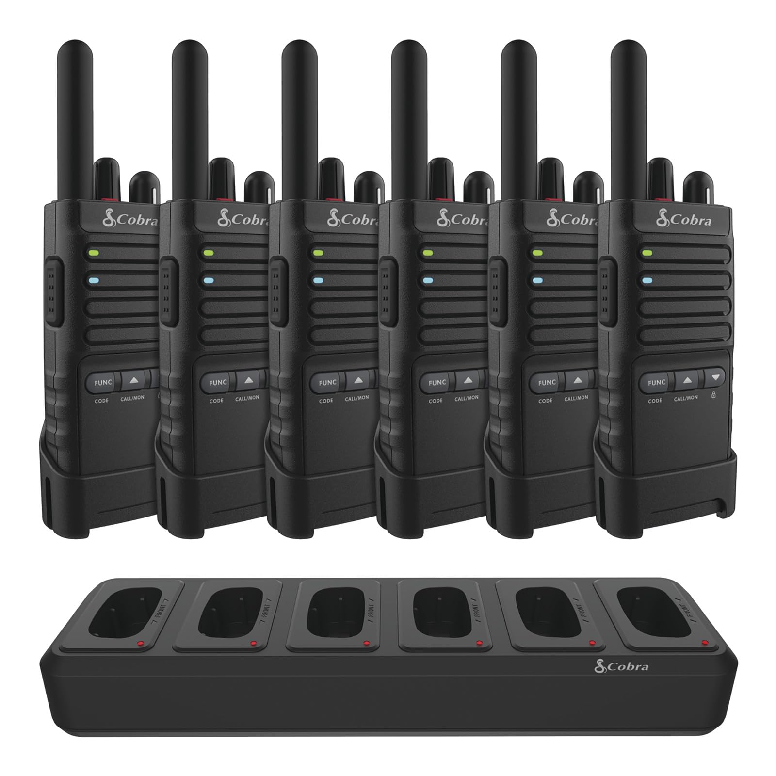 Cobra PX650 Talkies-Walkies Professionnels (Pack de 6) – Talkies-Walkies Rechargeables PMR446 pour Entreprises, portée de 27000 m²/25 étages, Protection poussière et éclaboussures (IP54), Noir
