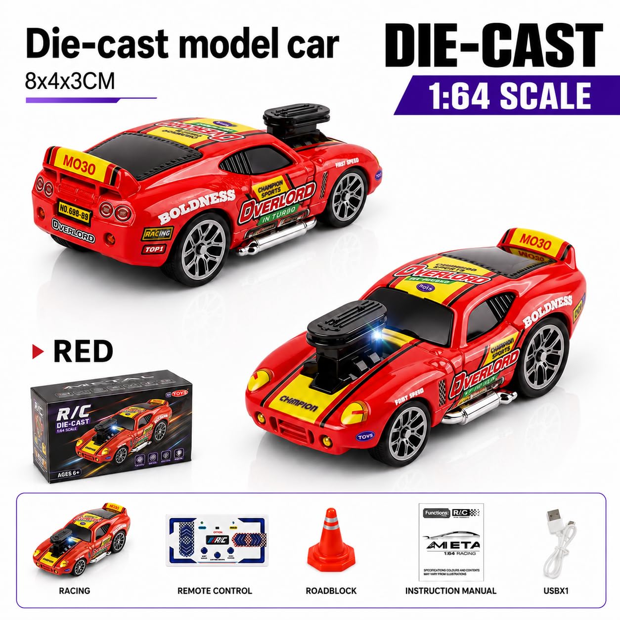 funnykid Mini Drift RC Cars, Remote Control Cars Gift Set Toys for 3 4 5 6 7 8 9 10 Year Old Boys, Alloy Body, 3 Speed - Image 4