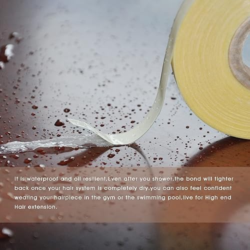 Miniatura 5 de ColorYoung 516"(0.8cm)*12 yardas cinta de repuesto de cinta de doble cara de extensión de cabello para cinta en extensión de cabello (amarillo)