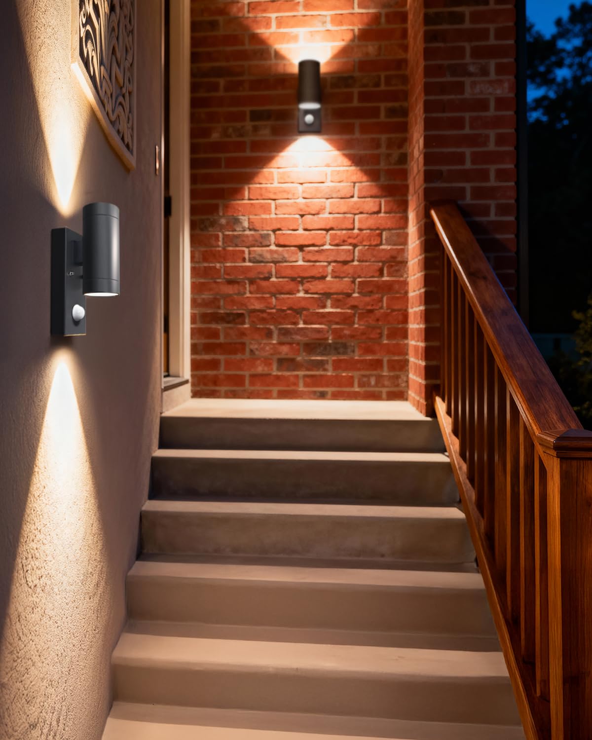 EBION 2 Pieza Aplique Pared Exterior con Sensor de Movimiento,Antracita | IP65 Lámpara de Pared Exterior Arriba/Abajo,Apliques Exterior de Aluminio para Jardín Entrada,GU10,Bombillas No Incluidas