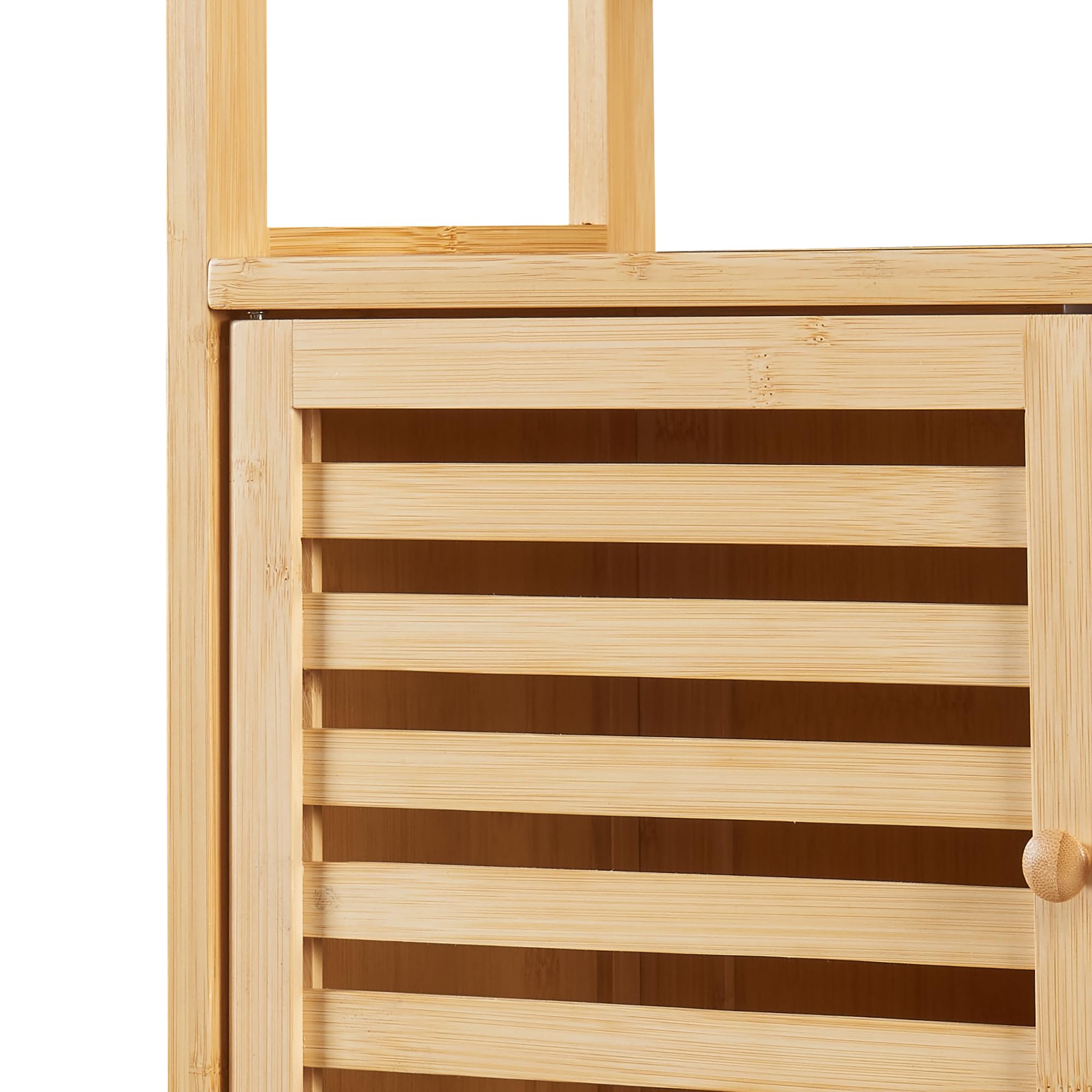 [en.casa] Armadietto sopra Gabinetto Sovrastruttura WC Mobile da sopra WC con Ripiano e Scomparto Chiuso con Ante a Listelli 158 x 60 x 26 cm bambù Naturale