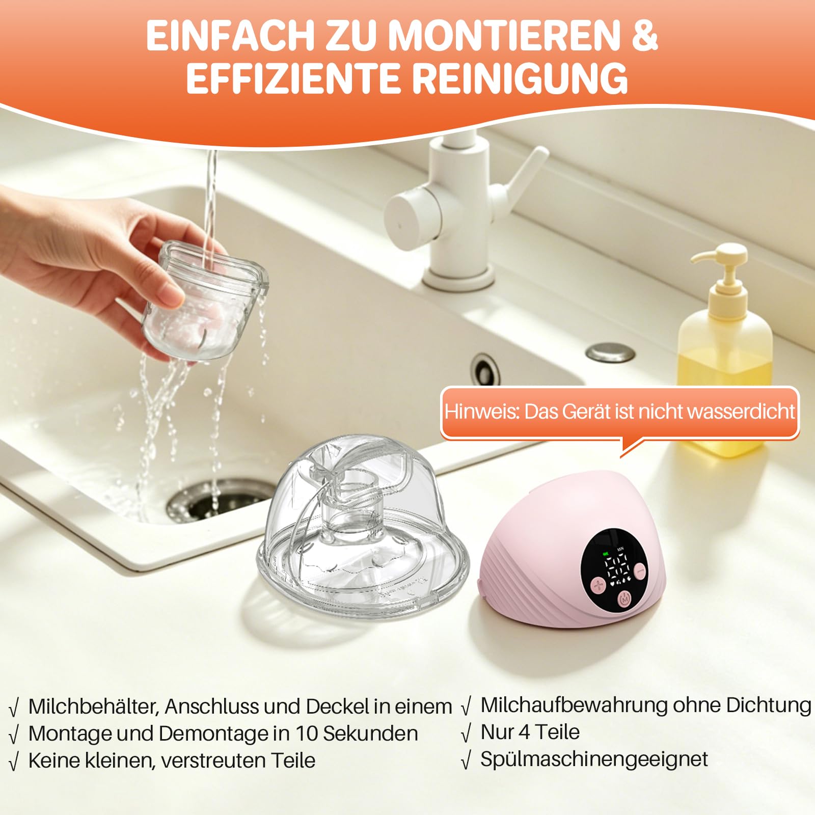FUNYKICH Milchpumpe Elektrisch freihändig tragbar Leiser BPA-frei (2PCS) | 4 Modi, 12 Stufen mit 21/24/27mm Flanschen, Auslaufsicheres Design, 217g leicht, LED, 1000mAh Akku, Memory-Funktion