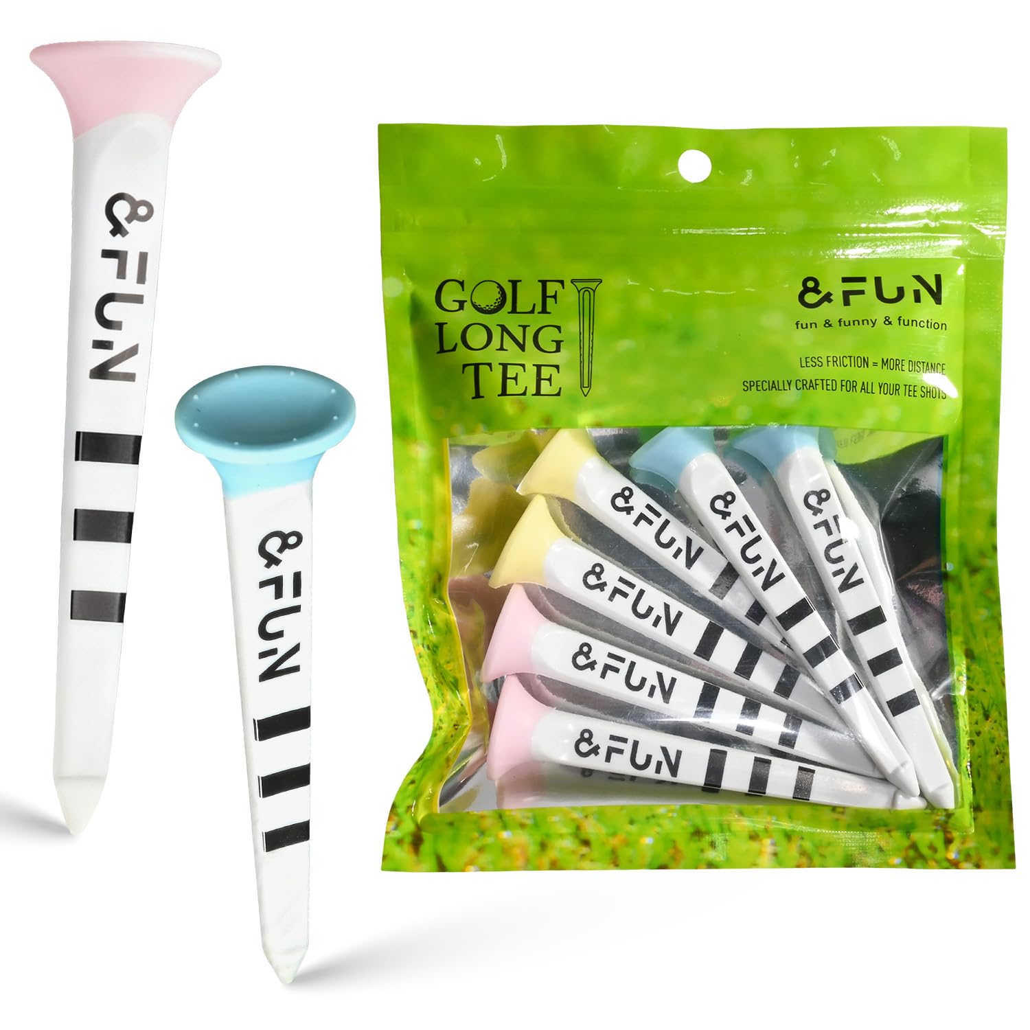 &FUN Golf Tees, Long Tees, 3.1 inches (80 mm), Set of 6, Scale Included, Easy to Place Balls, Easy to Find, Won't Break, Stable, Increases Distance : Sports & Outdoors